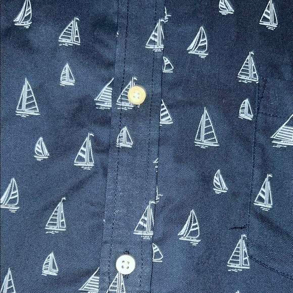 St. John's Bay Blue Casual Button Down Shirt Nautical Design - Picture 9 of 16